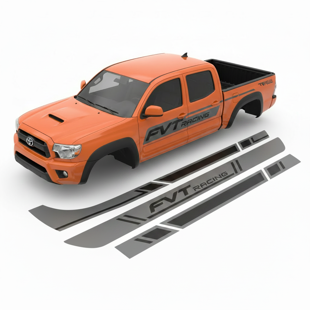 FVT Racing Toyota Tacoma Pinstripe Decal Kit in gray and black