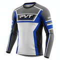 FVT Racing Long Sleeve Shirt in gray, blue, white, and black