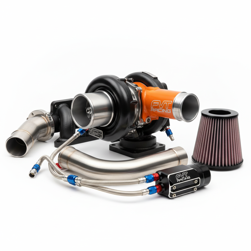 Toyota 2JZ Single Turbo Upgrade Kit with FVT Racing orange branding