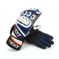 FVT Racing Gloves in gray, blue, white, black, and orange