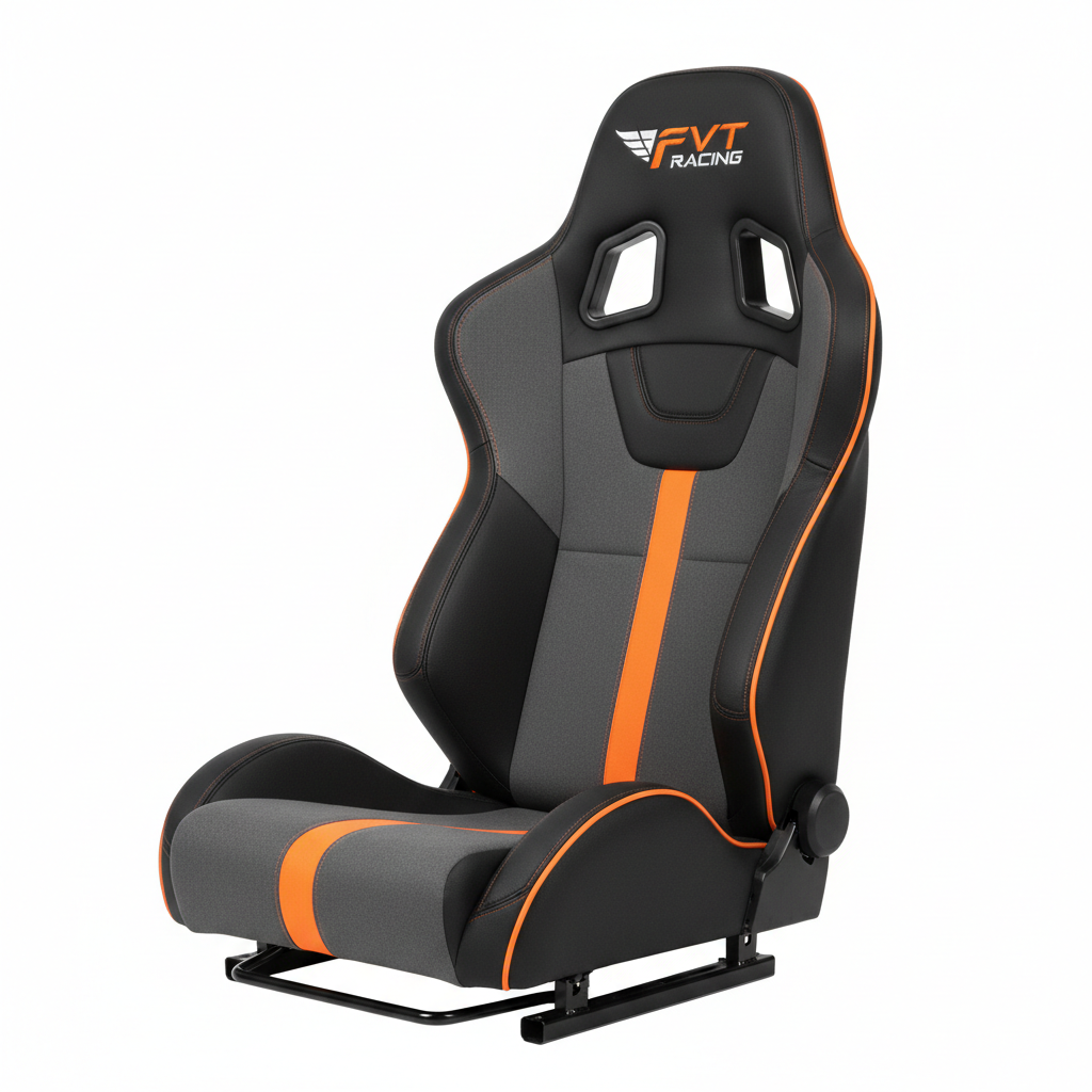 FVT Racing Bucket Seat in gray, black, and orange